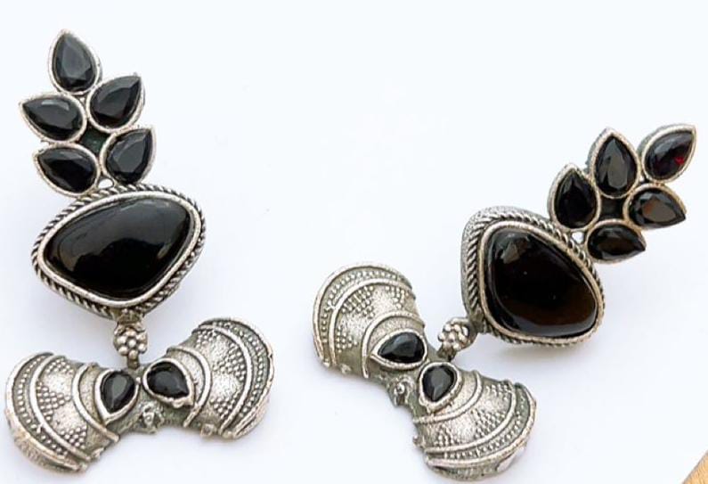 Colorful Oxidized Stone Earrings – Traditional Ethnic Boho Jewelry for Women