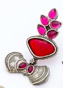 Colorful Oxidized Stone Earrings – Traditional Ethnic Boho Jewelry for Women