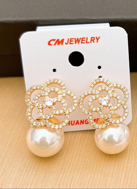 Luxury Pearl Crown Earrings – Real Stone Crystal Studs