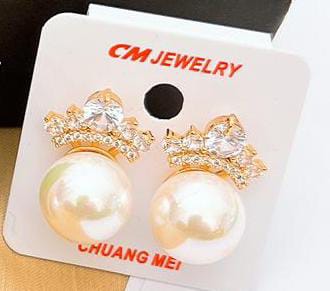 Luxury Pearl Crown Earrings – Real Stone Crystal Studs